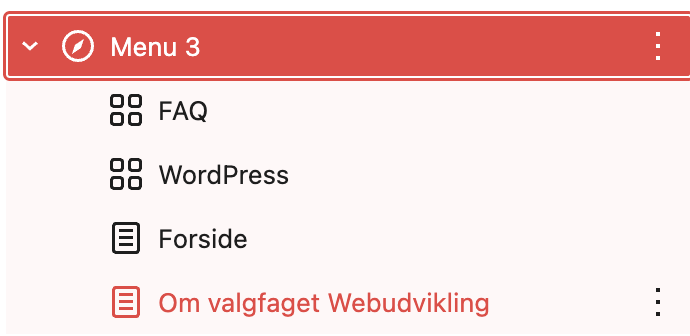 En menu til kategorier og sider på thoth.dk.