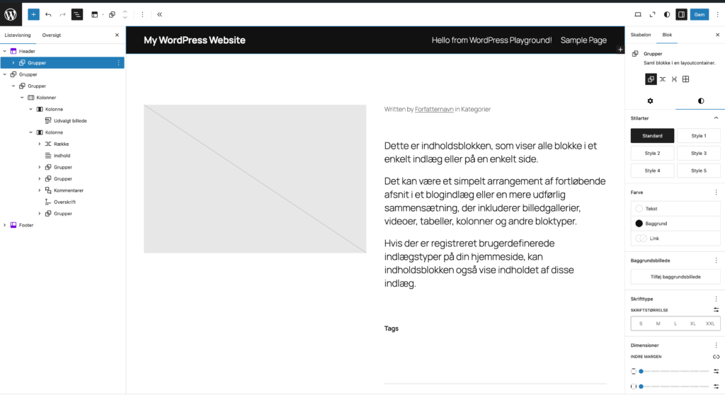 Alternativt layout af skabelonen "Enkelt indlæg", der som navnet siger, præsenterer det enkelte indlæg.