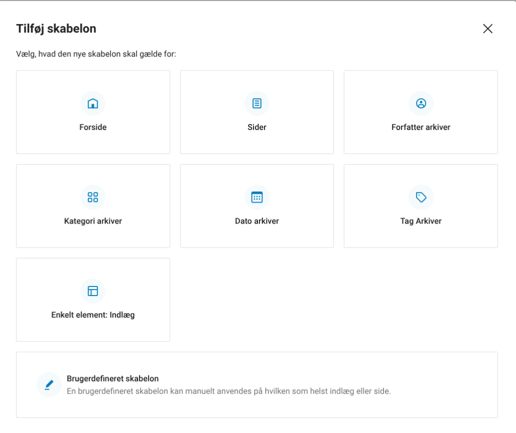 Her kan du oprette skabeloner. Vi har brug for "Forside".