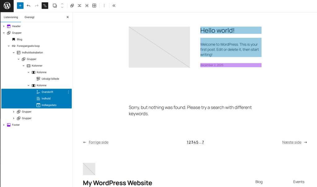 Sådan kan du ændre bloggens udseende. Her lægges det udvalgte billede til venstre, og i kolonnen til højre er overskrift, indhold og dato.
