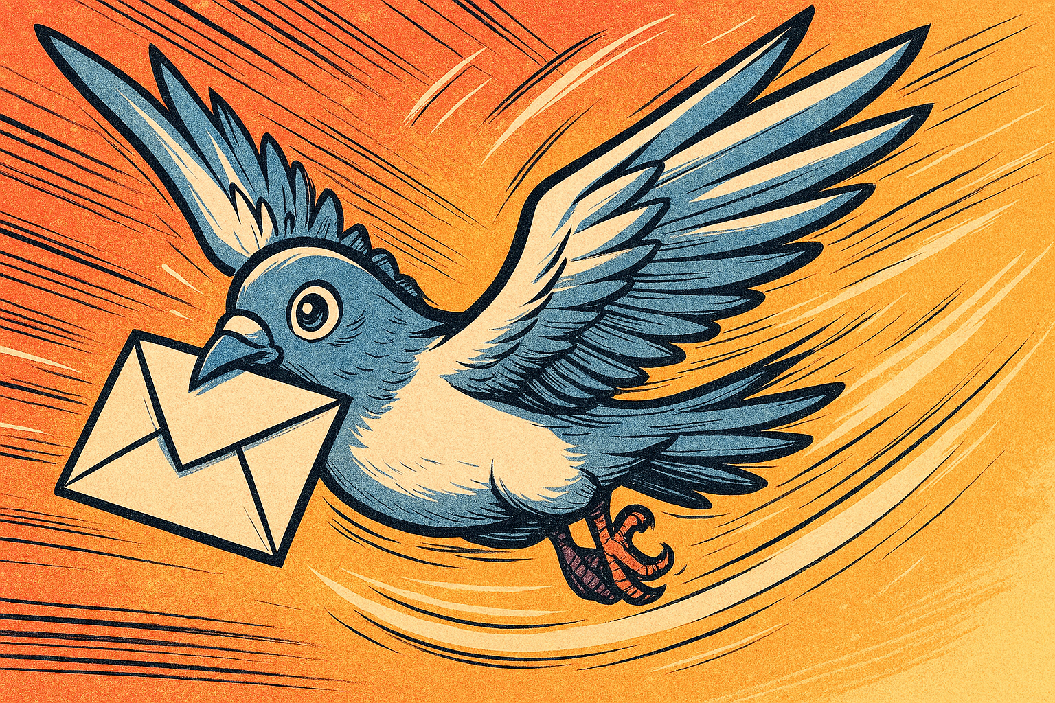 Due med brev. Symboliserer en email, selv om man ikke bruger konvolutter ret meget mere.