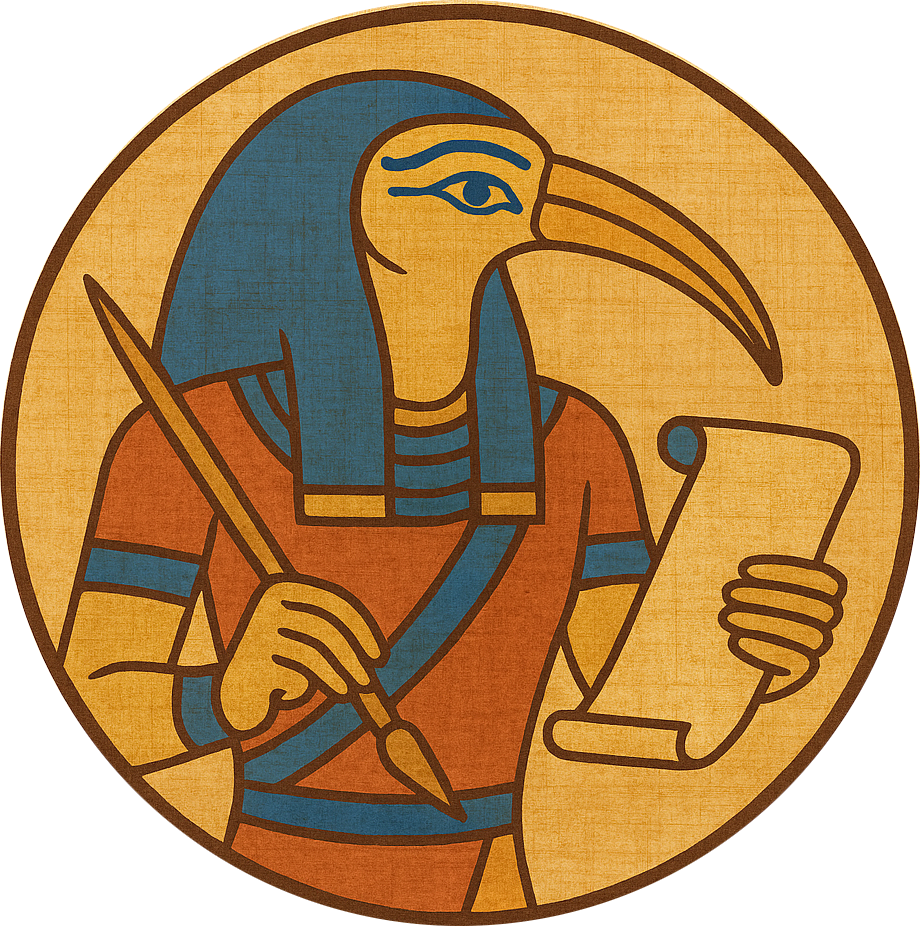 Logoet på et site om WordPress skal selvfølgelig være den ægyptiske gud Thoth, der blandt andet opfandt den magiske skrivekunst. Tegning: CoPilot.